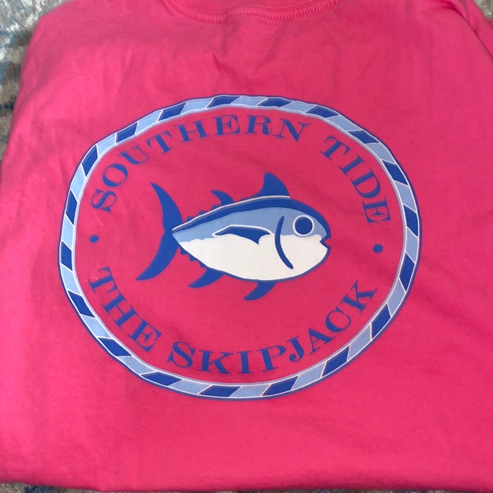 Southern Tide pink logo short sleeve tee